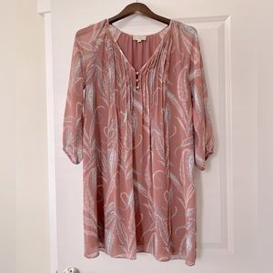 LOFT pink mini flowy dress - size small